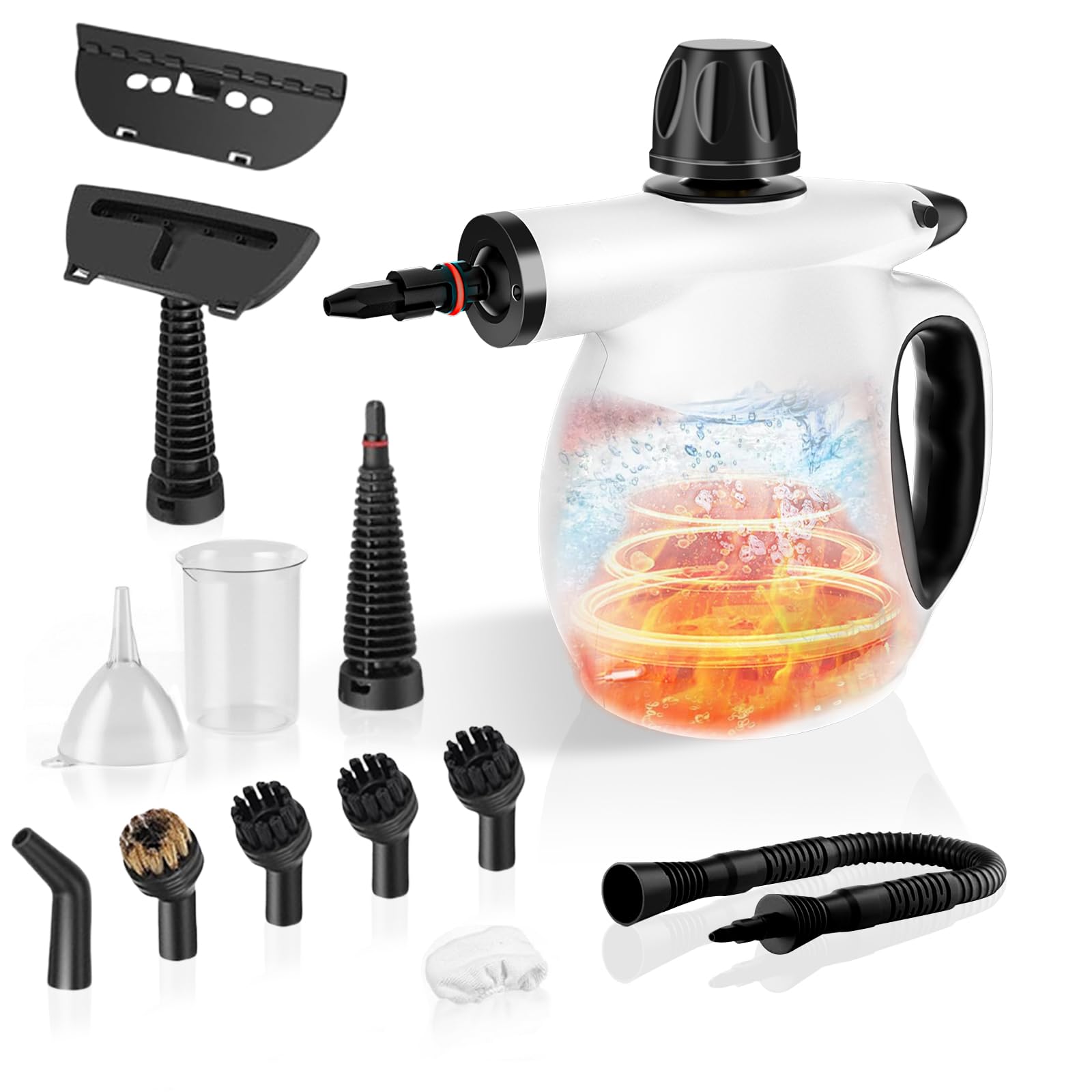 Limpiador de Vapor,1200W Vaporeta de Mano Portátil,Con 12 accesorios y cierre de Seguridad,350ML Depósito Para Limpiar Cocina, Baño, Juntas, Ventanas y Grasa Vaporeta Limpieza Hogar Multifuncional