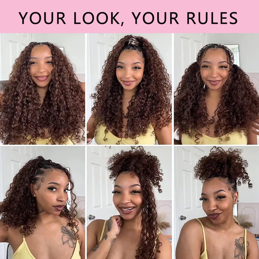 Burmese Curly Feather Crochet Human Hair 22 Inch Chocolate Brown 4# Color Miracle Knots Pre-Separated 100 Strands Human Crochet Hair for Black Women Lightweight Invisible Extensions (22 Inch, 120g) image 4