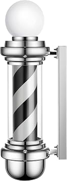 Barber Pole Rotating LED Light Salon Stripe Sign 27 Outdoor Waterproof for Barber Shop Black/White