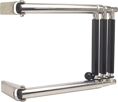 Miniatura 7 de Escalera telescópica para barcos de 4 pasos plegable de acero inoxidable para pontón de muelle de montaje deslizante debajo de la plataforma marina