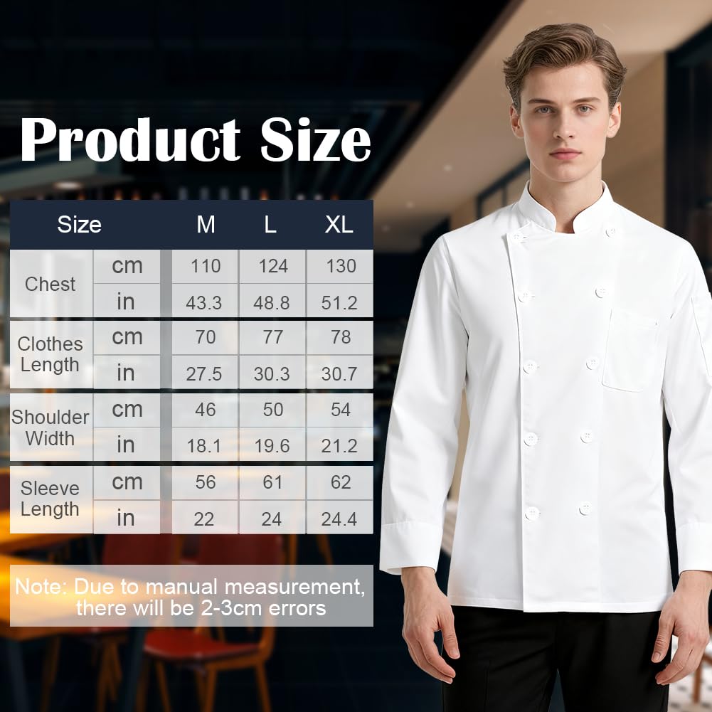 DiULi Chaquetas Cocinero Hombre, Chaquetilla de Chef Mujer, Camisa de Cocinero Manga Corta, Uniforme de Camisa con Botónes,Abrigo de Trabajo Camarero Unisex para Hosteleria,Cocina,Restaurante