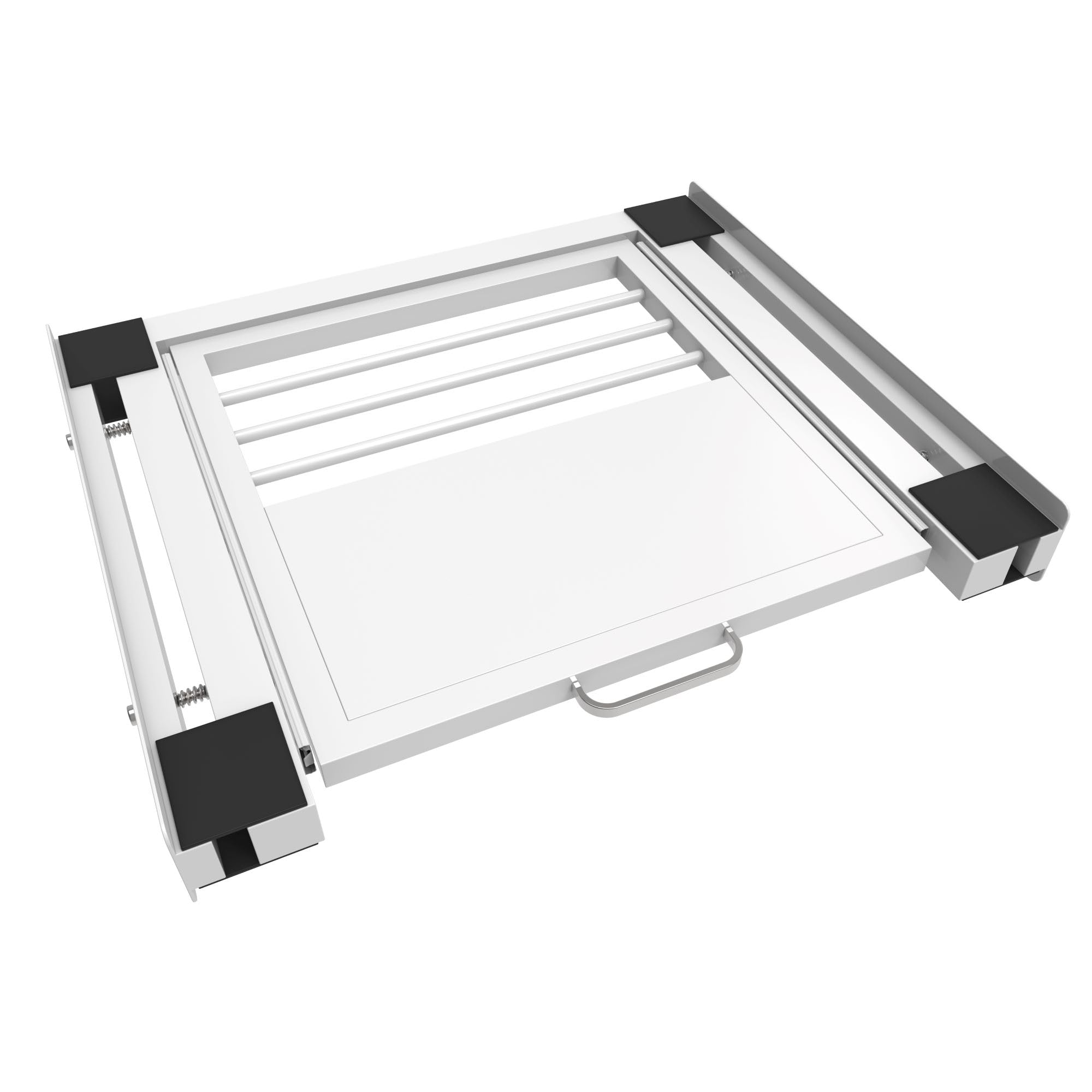Nisorpa Verbindungsrahmen für Waschmaschine Trockner Universal, 60x55cm, Zwischenbaurahmen mit Ausziehplatte aus Stahlblech, Waschmaschine Trockner Verbindung mit Wäscheständer, inkl Zurrgurt