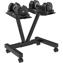 EnterSports Adjustable Dumbbell Stand with Wheels, Heavy-duty Dumbbell Rack Fits Both 5-90 lb Adjustable Dumbbells, Compatible with Multiple Dumbbell Models Load Capacity of 220 LB Dumbbells are not included