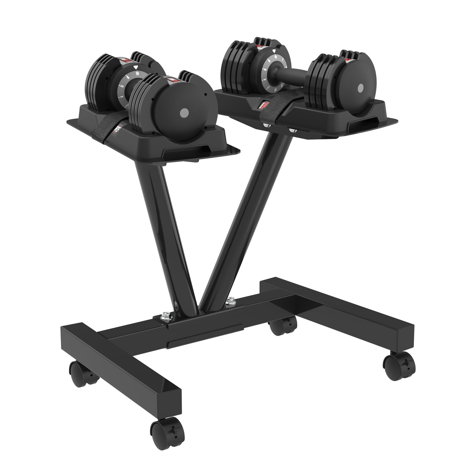 EnterSports Verstellbarer Hantelständer mit Rollen,Strapazierfähiges Hantelgestell (3–50 kg), 100 kg Tragkraft, Platzsparendes Aufbewahrungsgestell für das Heim-Fitnessstudio (nur Ständer)