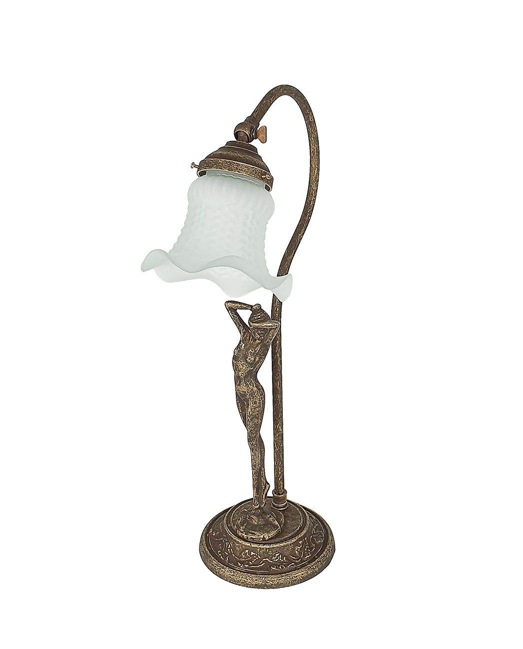 Verstellbare Tischlampe Messing massiv Glas handgefertigt Klassisch DONNE Tischleuchte Schreibtisch