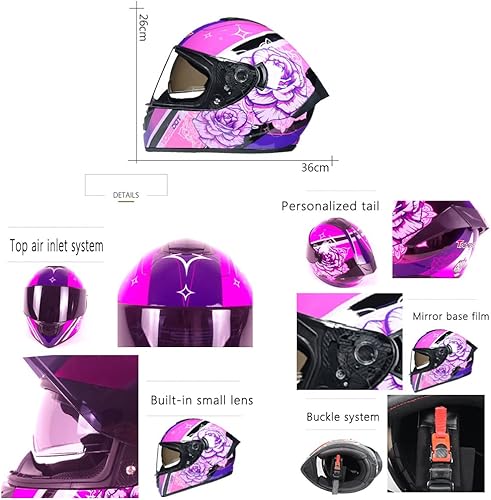 Miniatura 4 de Casco de motocicleta de cara completa, aprobado por DOT, para motocicleta, ciclomotor, carreras de calle, casco de choque, hombres y mujeres