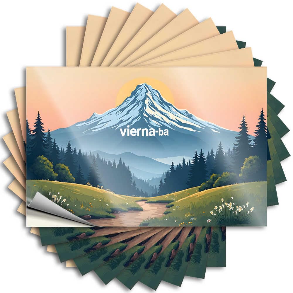 Cats, Decals Water Vierna-ba: A Serene Mountain Landscape At Sunset | Quick Funny Office Decor(8X12CM)