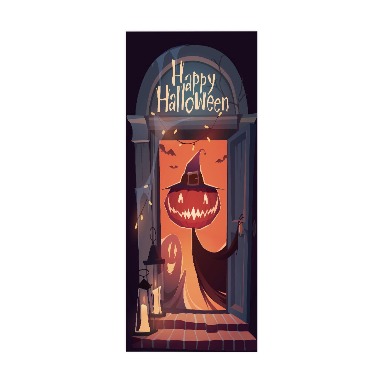3D Door Mural Sticker Panic Pumpkin W85 x H205 cm Interior Doors Modern Art Peel and Stick Removable Vinyl Decals for Home Decor