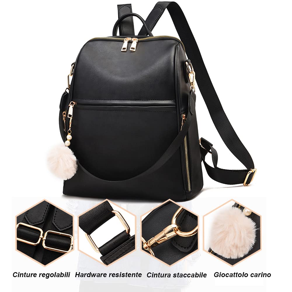 zhongningyifeng Zaino da donna Borsa a tracolla carina da viaggio casual impermeabile in pelle PU per ragazze