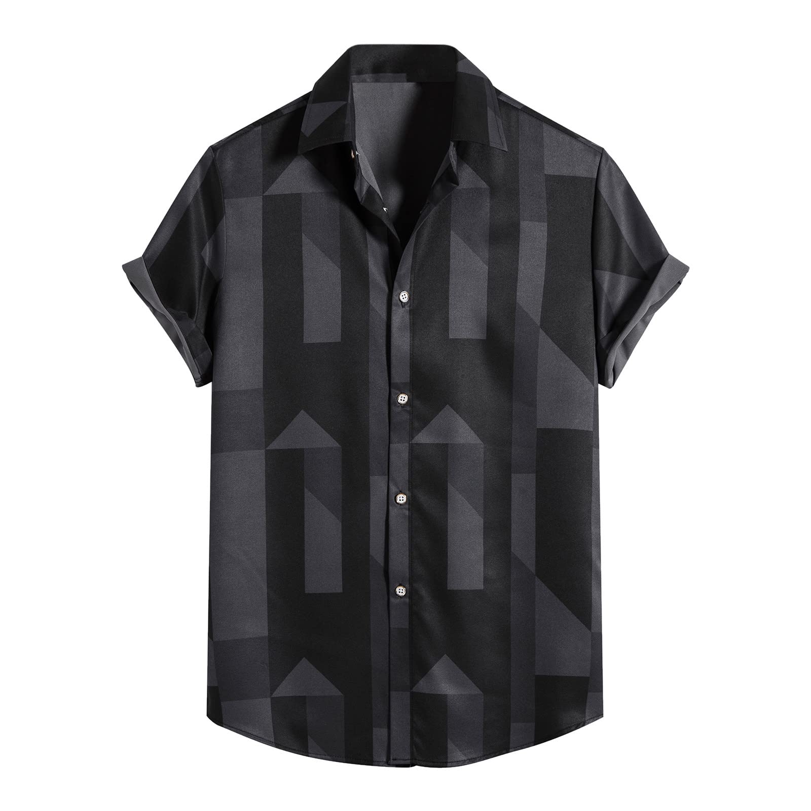 HUTcPNy Camisa Hombre Manga Corta Vestir Camisa Hombre Blusa Informal de Manga Corta con Botones y Estampado de Rayas para Hombre