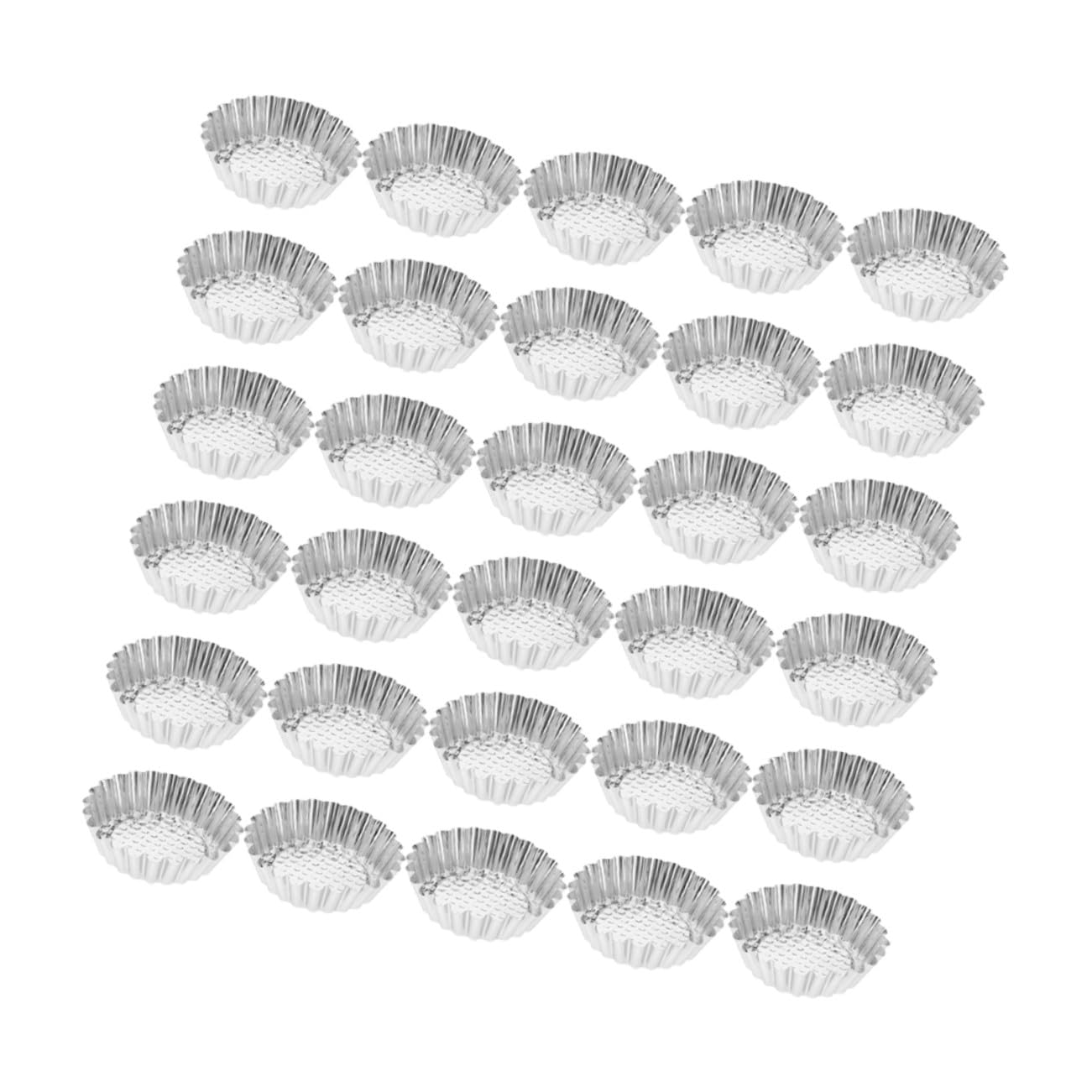 TOYANDONA 30piezas Moldes para Tartaletas de Huevo Mini Moldes Redondos de Acero Inoxidable para Hornear Borde Decorativo de Flores para Hornear Tartas Pequeñas