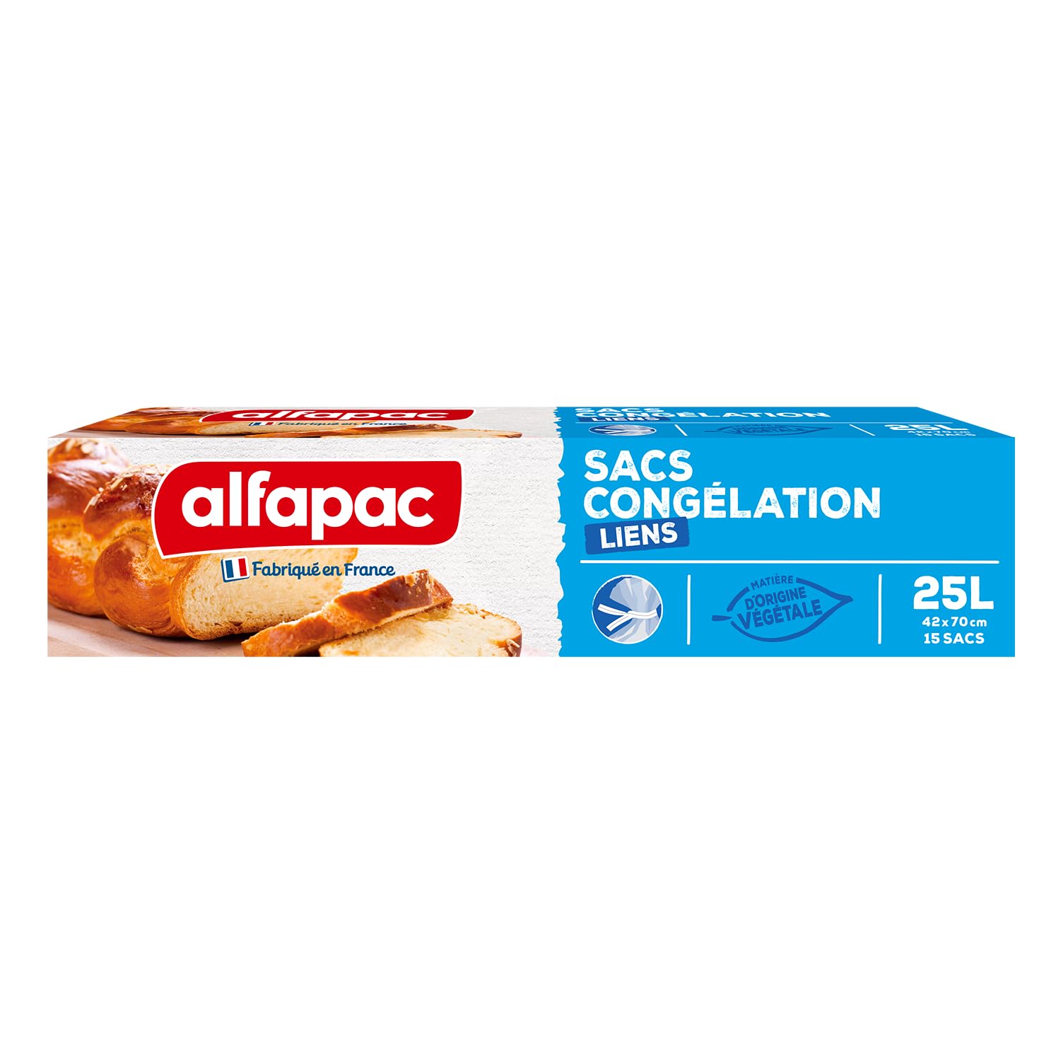 Alfapac - Set di 15 sacchetti per congelazione, materiale di origine vegetale, formato XXL, prodotto in Francia, 42 x 70 cm