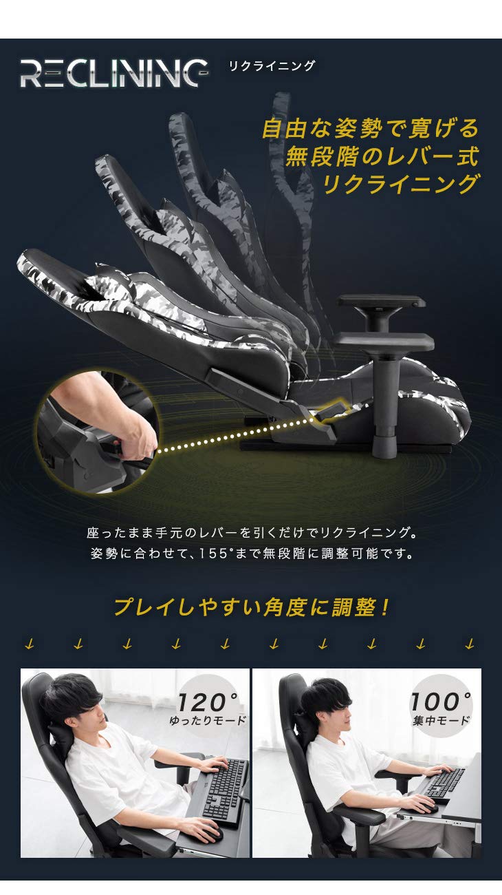 Amazon.co.jp: CYBER-GROUND ゲーミングチェア 座椅子 4Dアームレスト
