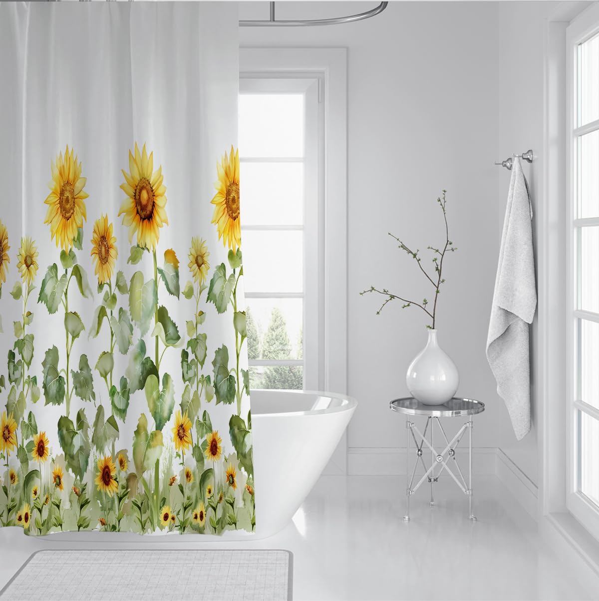 Aquarell Sonnenblumen Sommergarten Duschvorhang 180 x 180 cm