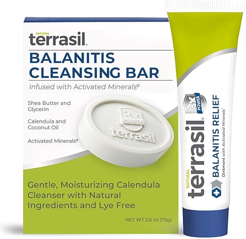 terrasil Kit de 2 productos de alivio de balanitis + jabón limpiador, tratamiento de balanitis para hombres, ungüento natural para prepucio para