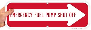 SmartSign "Emergency Fuel Pump Shut Off" Sign with Right Arrow | 6" x 18" Aluminum, Made in USA