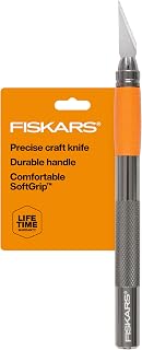 Fiskars SoftGrip Detail Craft Knife with #11 Blade & Protective Cover - Precision Exacto Knife for Paper, Vinyl & Crafts, 8" Orange