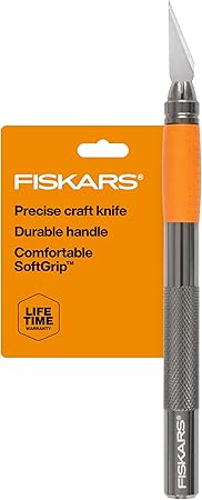 Fiskars Detail Craft Knife, Cool Gifts for Brother, Included with Protective Cover, 8", Exacto Knife for Crafting, Orange