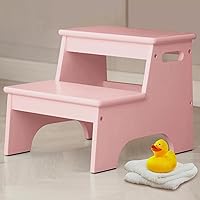 Vista 9 de Forbena Taburete de Baño de Madera para Niños Pequeños, Taburete Resistente de 2 Escalones para Niños para Lavabo de Baño Encimera de Cocina, Madera