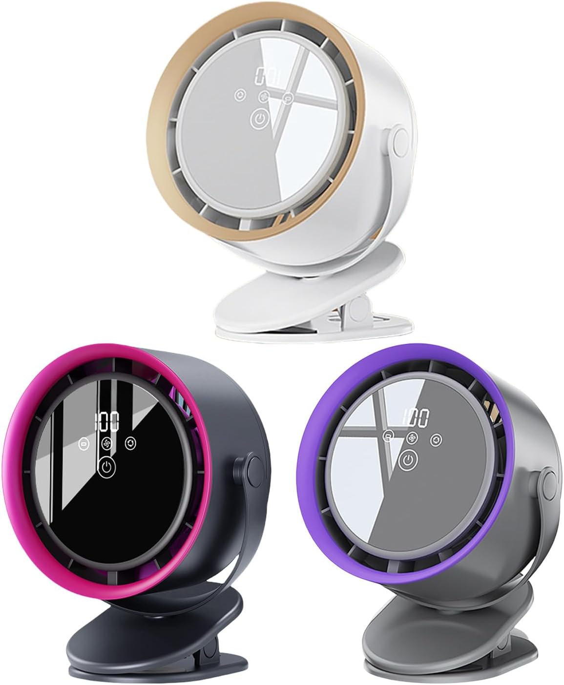 6inch Desk Fan LED Electronic Display with 5 Adjustable Speeds Wall Mountable Secure on Suitable for Home Office Dorm Cooling Fan