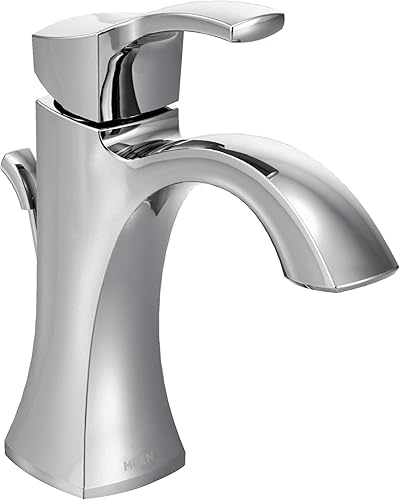 Moen Voss 6903 - Grifo de lavabo de baño cromado de un solo orificio con placa opcional, 6903