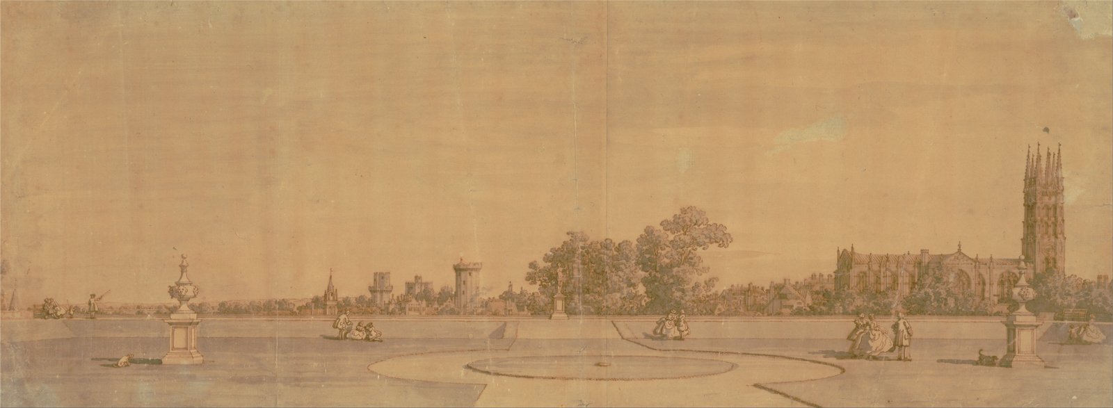 Lámina decorativa Canaletto Warwick pintura de castillo pequeño mate