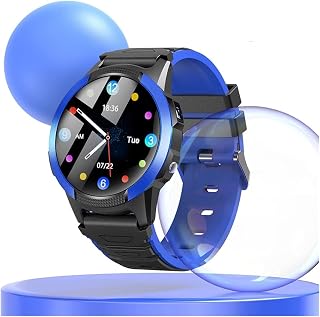 GABLOK Smartwatches GPS WiFi Video Call SOS with Vibrating Camera Clock Electronics (Color : Blue1, Size : European Version)
