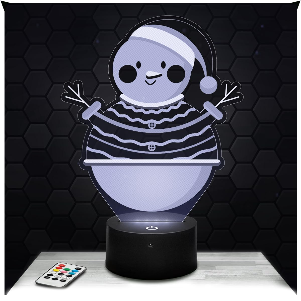 Lampephoto.fr - 3D Snowman Lamp Winter, Touch LED Night Light, 3D Hologram Effect, Christmas Birthday Gift Idea for Men Women, Bedroom Decoration Object