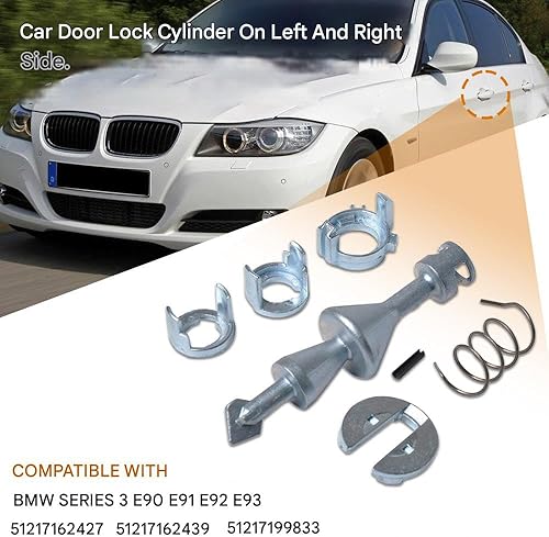 Miniatura 4 de Kit de reparación de cilindro de cerradura de puerta delantera izquierda y derecha, kit de reparación de cilindro de cerradura de puerta de barril