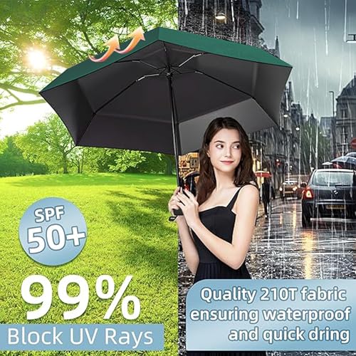 Image of REXERA Travel Mini Folding Compact Umbrella with Case, Manual Open 6 Ribs Lightweight Portable, Small Sun & Rain Pocket Umbrella for Girls and Women- Use in Rain & Summer