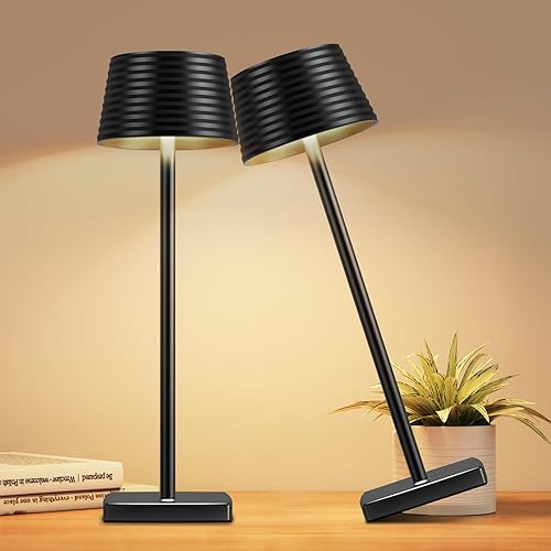 Paquete de 2 lámparas de mesa inalámbricas recargables, batería de 6000 mAh, luces LED portátiles para exteriores, patio, restaurante, interior,