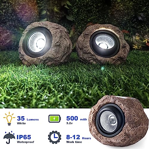 Timeflies Solar Rock Lights, 2 Pack Outdoor Decorative Garden Spot Lights For Pathway, Walkway, Yard, Landscape, Patio(Cool White) #TOP2