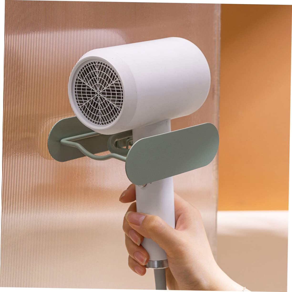 TOPBATHY 2pezzi Supporto Per Asciugacapelli Da Parete Acciaio Inossidabile Porta Asciugacapelli Verde Design Moderno e Resistente Facile Installazione Per Bagno e Toilette