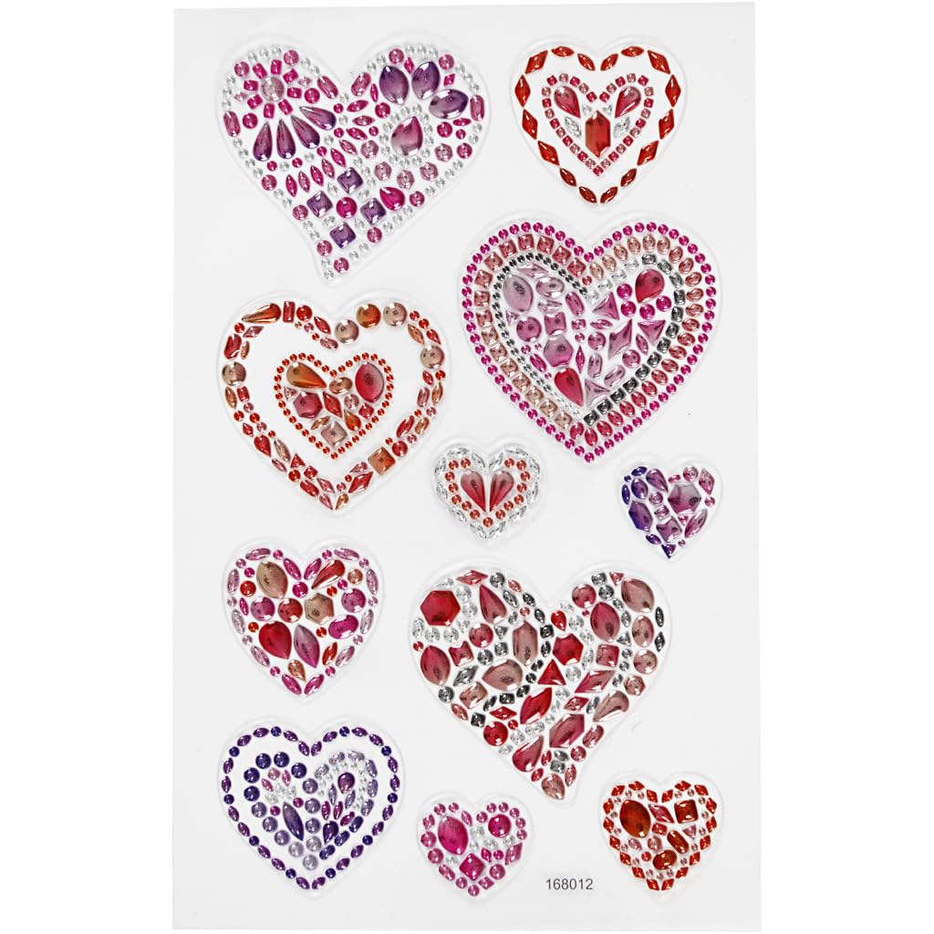 11 x Heart Rhinestone Stickers