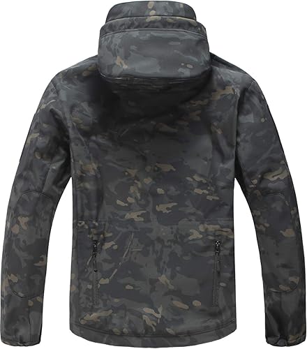 Miniatura 2 de Chaquetas tácticas militares para hombre, chaqueta de invierno cálida con capucha de forro polar para senderismo, caza