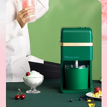 Ice Cream Maker Ice Cream Machine Home Small Homemade Mini Fruit Ice Cream Automatic Ice Cream Cone Machine Color: Green, Size: 17.5X32X16CM