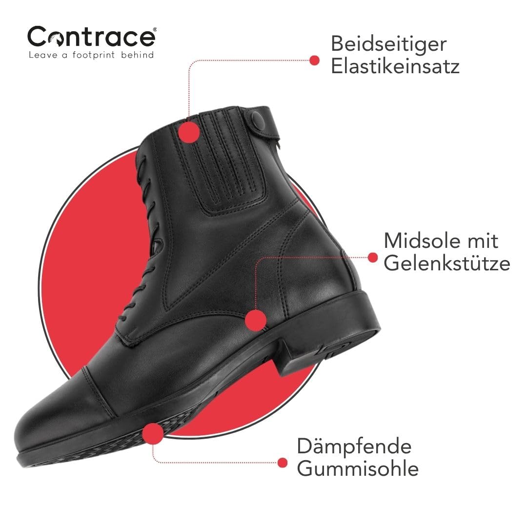 Vegane Reit-Stiefelette BZ LACE Winter« - Zip-Boot - Veganer Reit-Schlupf-Schuh - Komfortinnensohle - Schnürung - Teddyfutter - Hautverträglich - Atmungsaktiv