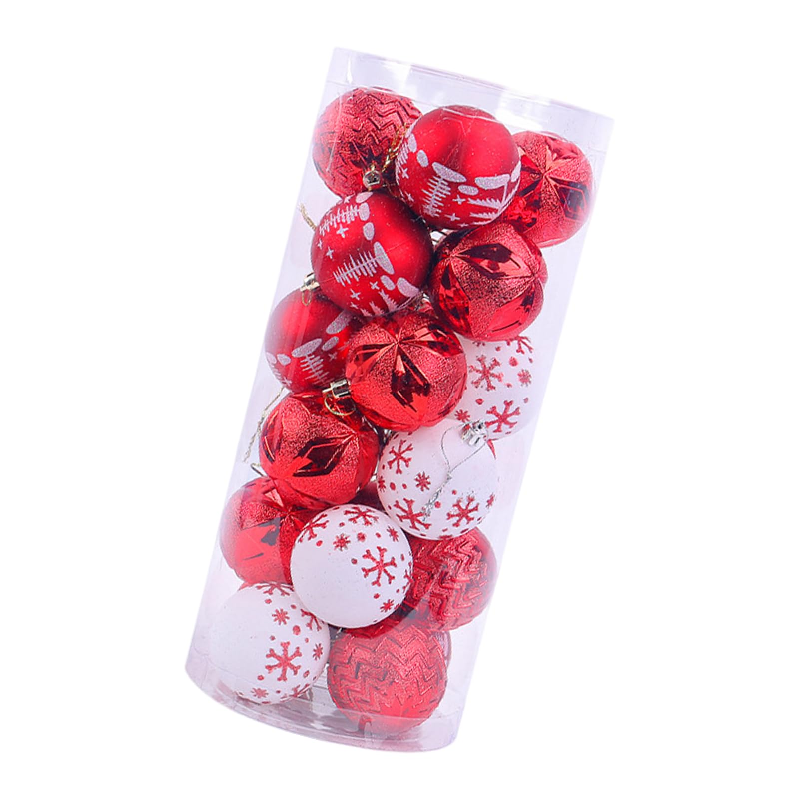 Tfaoys Red Of 24 Hand Painted Christmas Decors Sphere Shatterproof Hand Painted Christmas Baubles For Elegant Tree Adornment Sphere Ornament