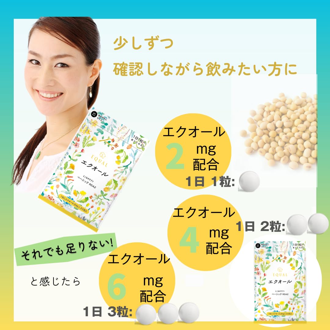 Amazon | エクオール2㎎／1粒を直接摂取 発酵大豆イソフラボン 国内
