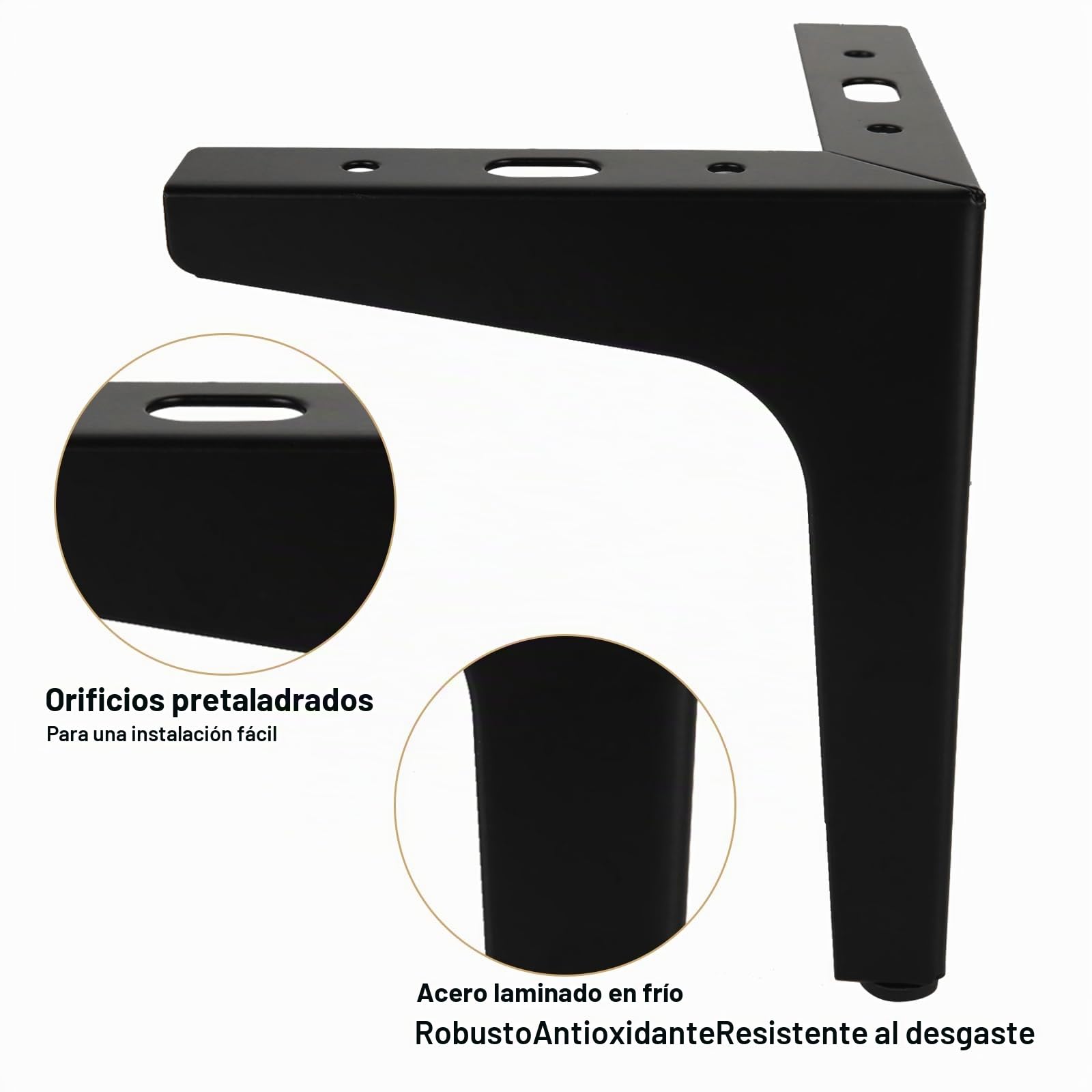 SENENQU 12 Piezas Patas para Muebles Negras 15 cm, Patas para Mesas y Sofá con Tornillos, Pies Metálicos de Acero Resistente para Armario, Mueble de TV y Cama