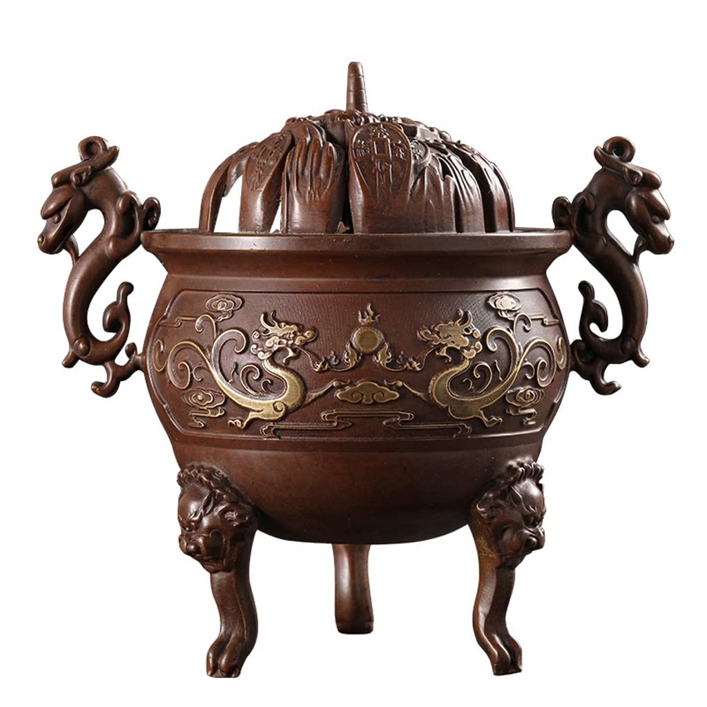 Incense Holder Base Aromatherapy Furnace Sandalwood Copper Ssangyong Incense Tea Ceremony Zen Chinese Antique Retro Ornament