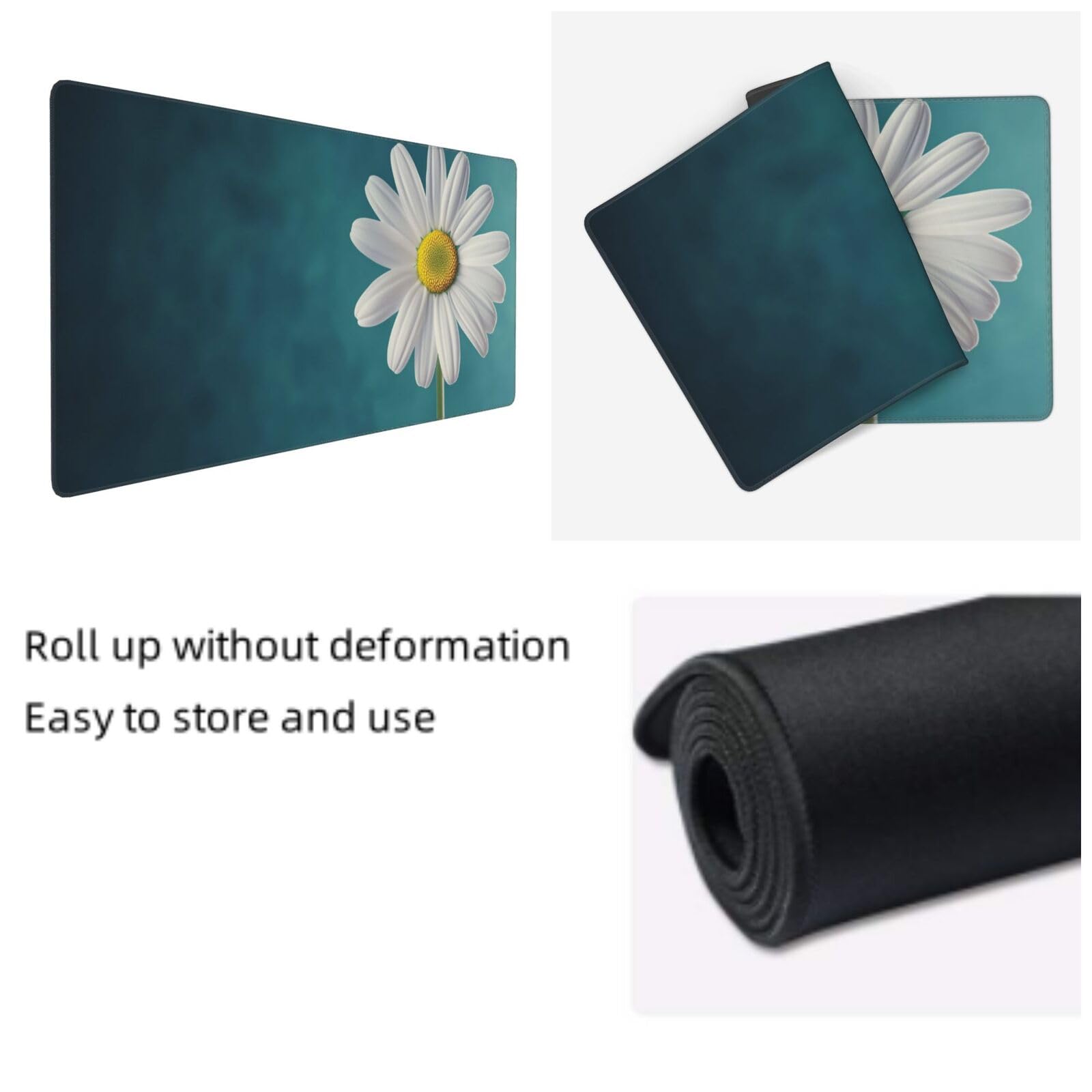 Tapis de Souris XXL 90 x 40 cm, Vert & Fleur Tapis de Bureau G688