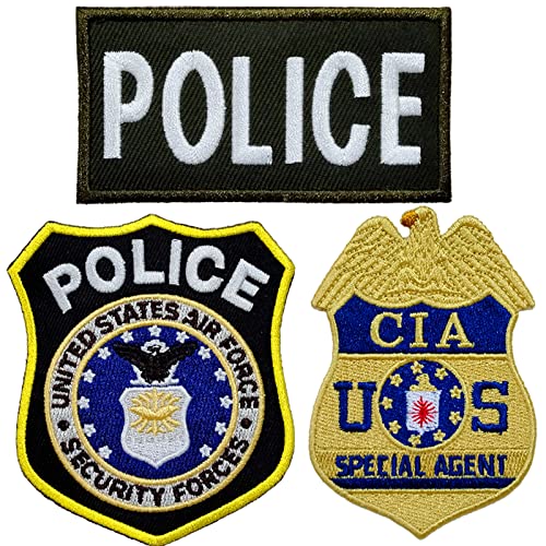 Addones 3Pcs United States Police Cia Badge Logo Iron On Sew On Embroidered Patch For Jackets Backpacks Jeans And Clothes Badge Applique Sign Sport Decal #TOP4