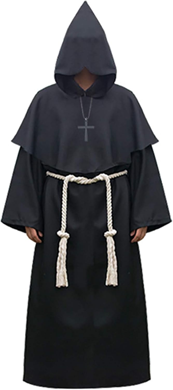 ShiyiUP Disfraz de Monje Bruja Sacerdote para Halloween Cosplay Costume XL Negro