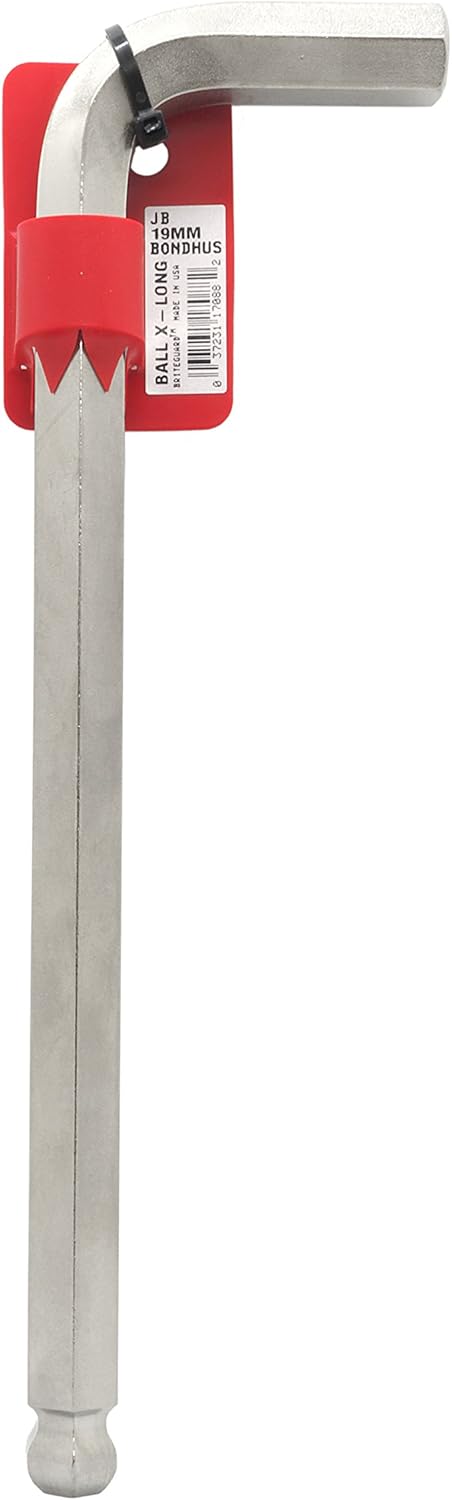 Bondhus 17088 Tagged and Barcoded 19mm Ball End Tip Hex Key L-Wrench with BriteGuard Finish, 295mm