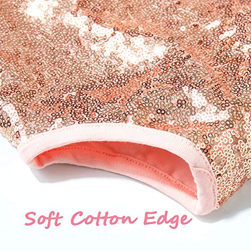 Cilucu Little Girls Romper Sequin Short Sleeve Infant Girls Birthday Party Outfits Sets Kids Sparkly Summer Easter Christmas Rose Gold Blush Pink Size 18-24 Months #TOP4