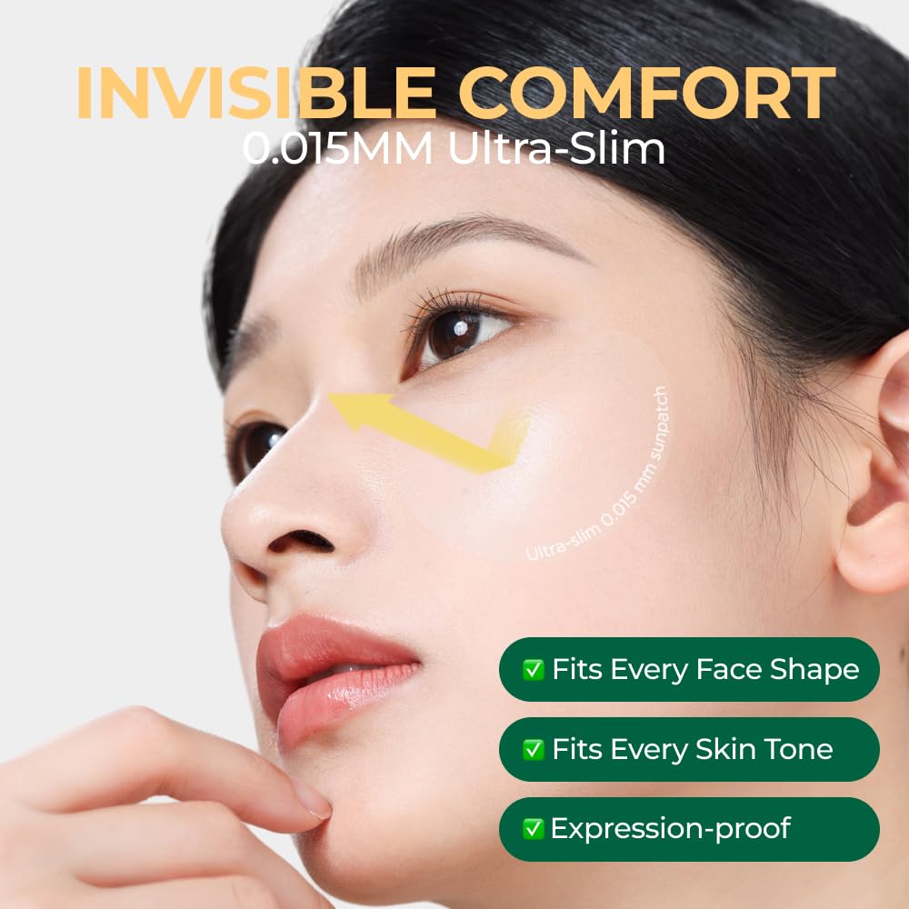 EASYDEW DW-EGF Peptide Clear Patch - Outdoor UV Block Ultra-Thin Transparent Sun Face Patches for Golf, Riding, Hiking, Driving - Adenosine, Glutathione, Hydrolyzed Collagen - Korean Skin Care 4 Packs