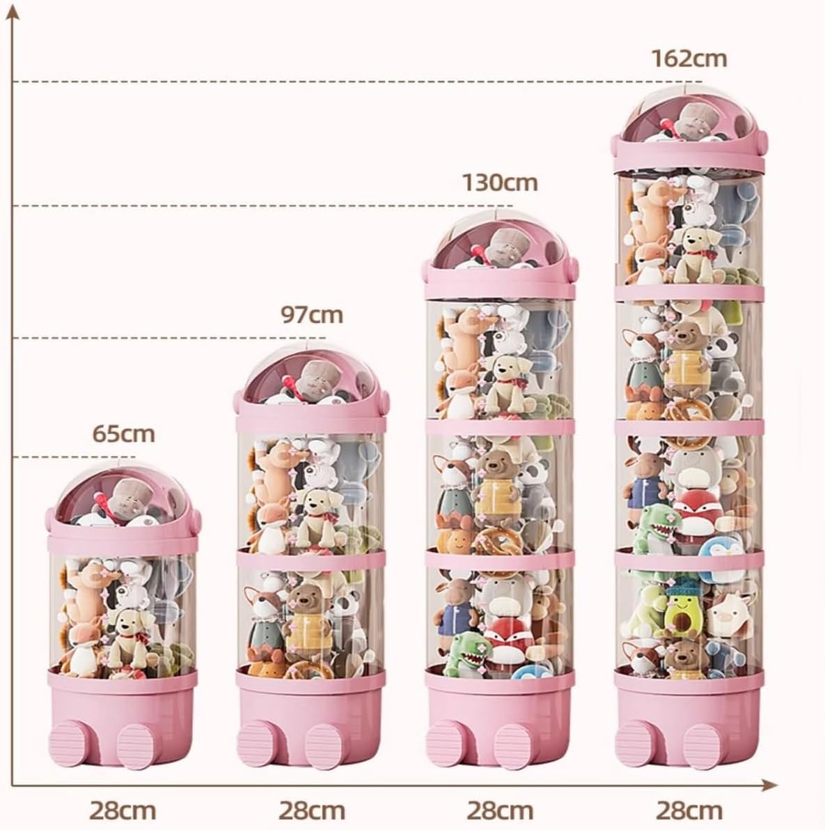 Stuffed Animal Storage Tube, Vertical Stuffed Animal Storage Tube, Vertical Storage Tube for Stuffed Animals, Clear Stuffed Animal Display Tube, Stuffed Animal Storage Tower(Beige,162cm/63.77in)