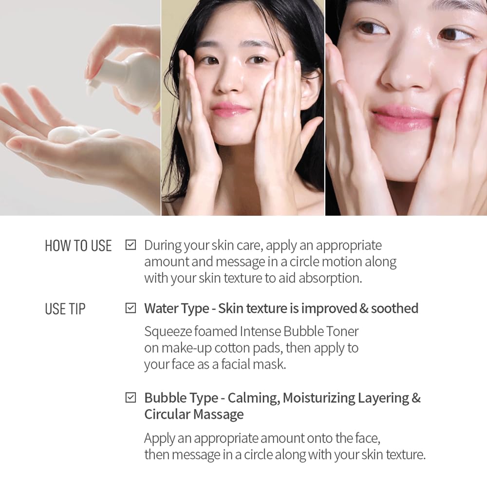 TENZERO Intense Bubble Toner, 140 ml, feuchtigkeitsspendender und peelender Seifenblasen-Toner für Gesicht, strahlendes Anti-Aging, strahlender Teint und Hautelastizität