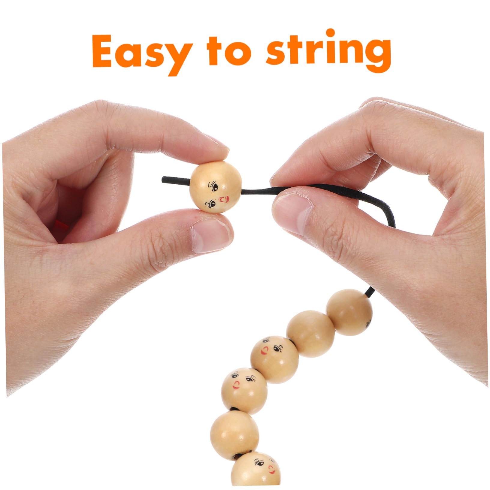 Sewroro 50 Cuentas de Madera Redondas Cara Sonriente para Manualidades DIY, Resistentes al Desgaste y Aptas para Teñir o Pintar, Ideales para Hacer Pulseras, Collares y Joyería Artesanal